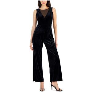 Taylor Womens Velvet Jumpsuit, Black, NWT